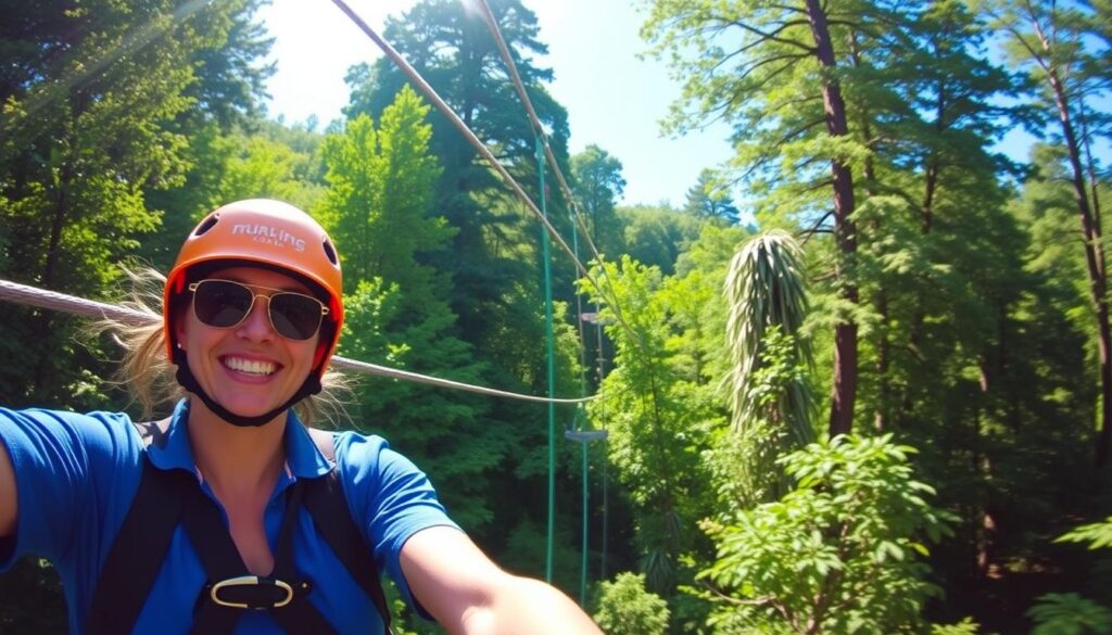 A woman enjoying her adventure anniversary