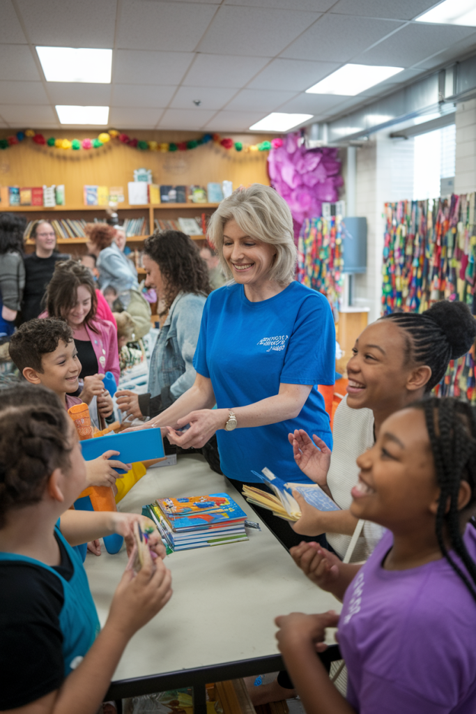 woman over 40 volunteering in a community center leaving a legacy