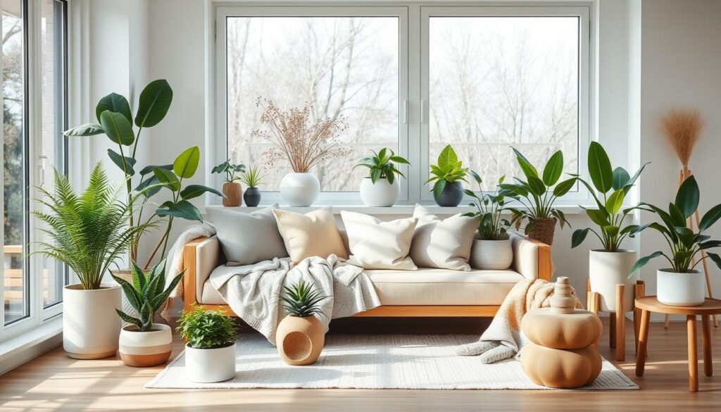 indoor plants and Scandinavian accessories