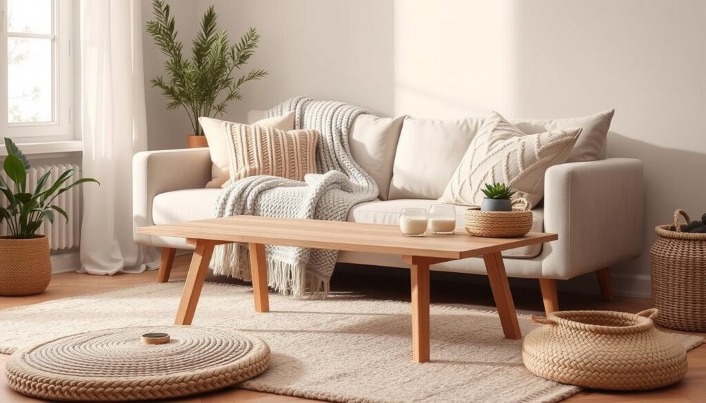 layering textures in Scandinavian decor