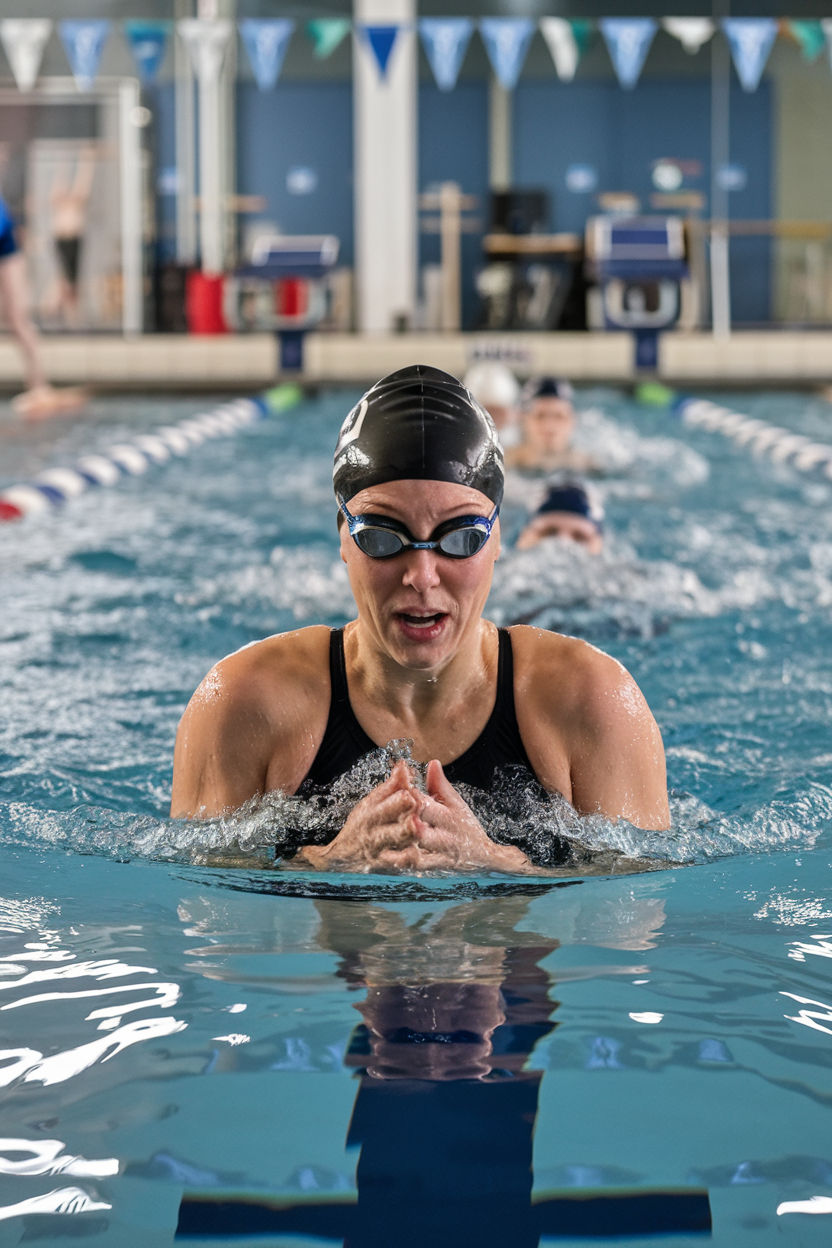 Woman participating in low-impact cardio activity, swimming for joint health.