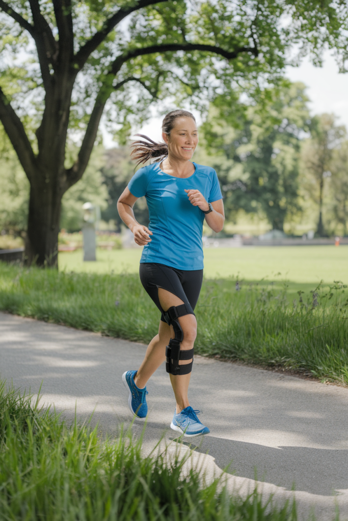 woman overcoming an injury to continue her fitness challenge. 