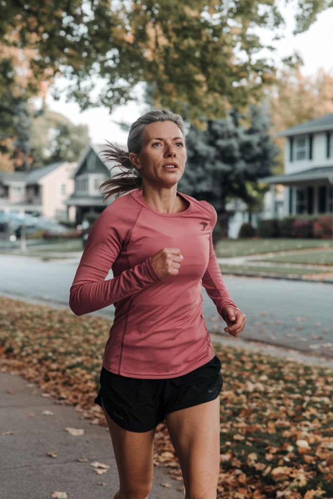 a woman over 35 doing a quick morning workout