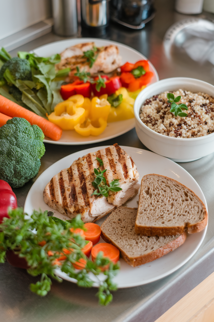 meal with whole grains, lean proteins, and vegetables for fitness support.