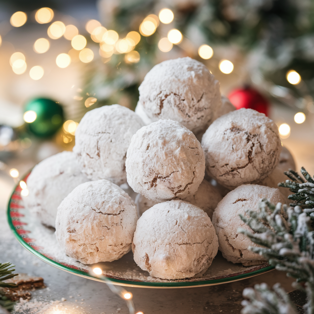 Pecan Christmas snowball  cookies