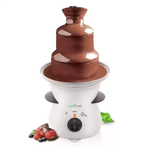 NutriChef 3 Tier Chocolate Fondue Fountain - Electric Stainless Chocolate Dipping Warmer Machine - Warm & Melt Chocolate, Butter, Caramel - Great for Parties, Events & Weddings - Pot Capacity ...