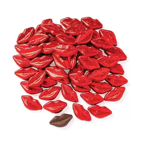 Chocolate Lips Candy, Red Wrapped Foil - 1 Pound - Valentine's Day and Party Candy