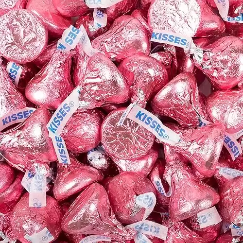 90ct Pink Candy Kisses Milk Chocolate (Approximately 90 pcs)